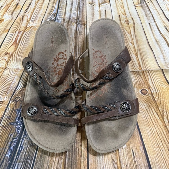 Aetrex Brown and Black Braided Sandals Womens Size 10 - Picture 2 of 4